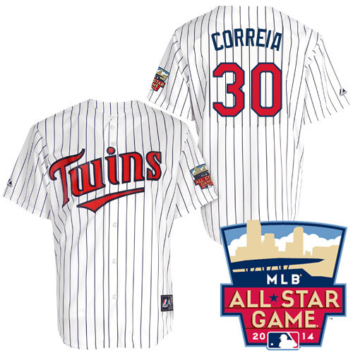 Kevin Correia #30 Youth Baseball Jersey-Minnesota Twins Authentic 2014 ALL Star Home White Cool Base MLB Jersey
